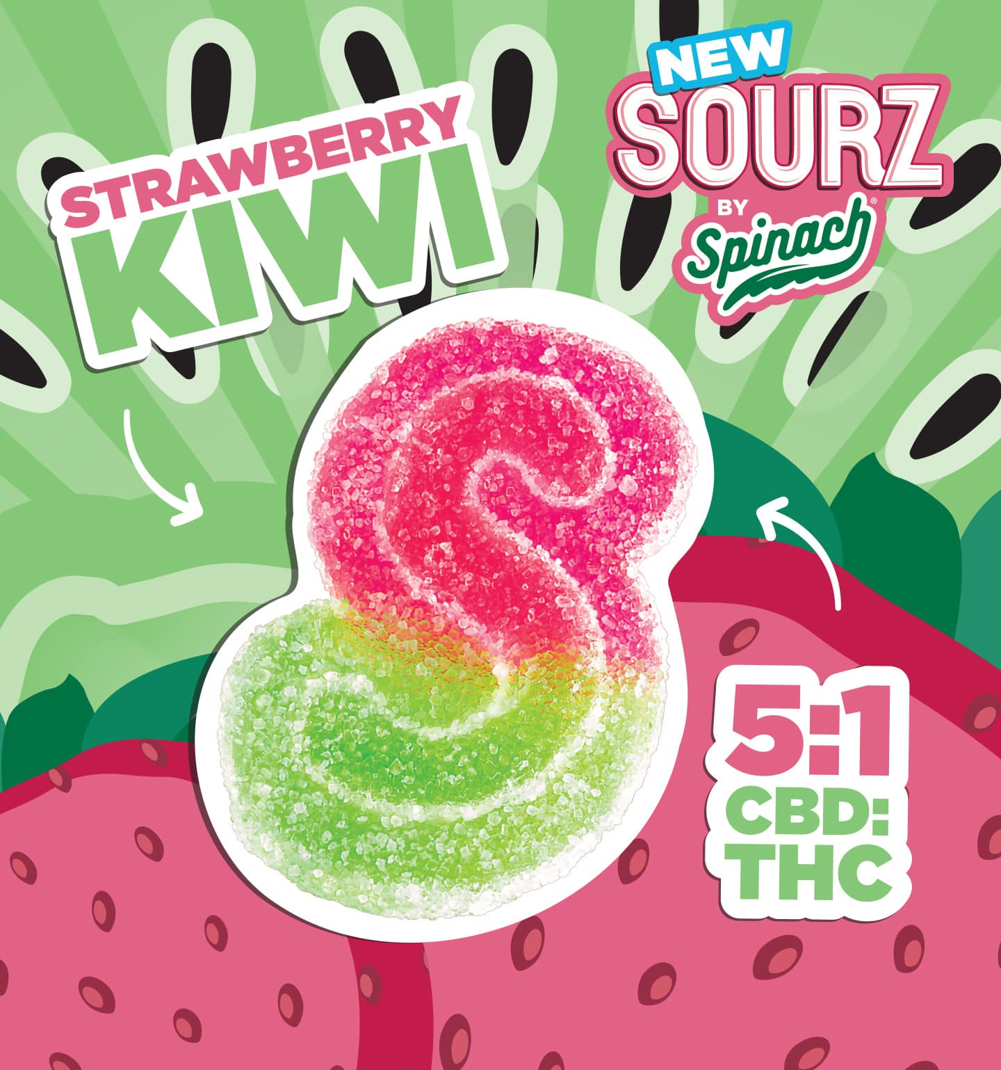 SOURZ GUMMIES STRAWBERRY KIWI